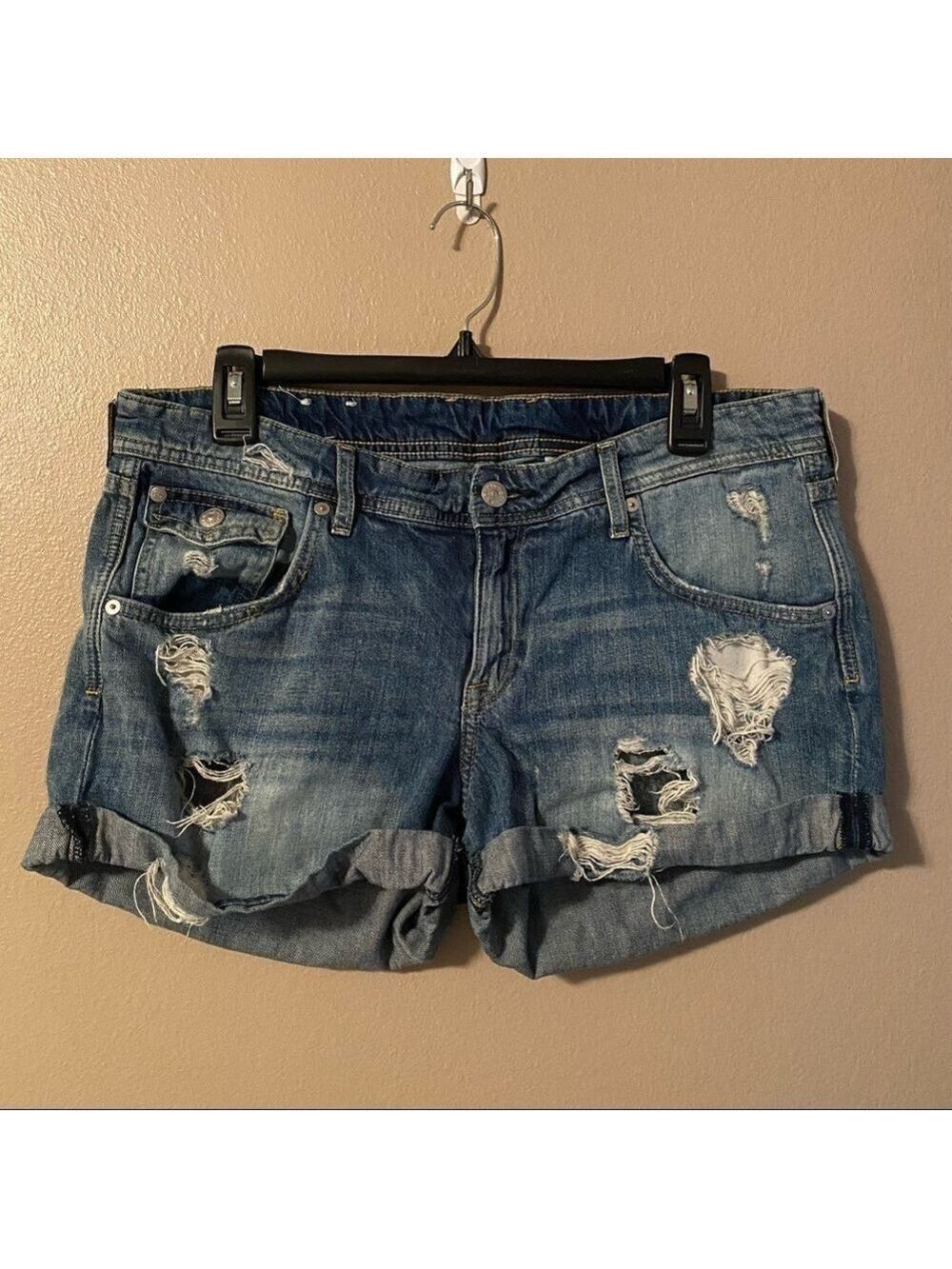 H&M &Denim distressed cut off Shorts 12
